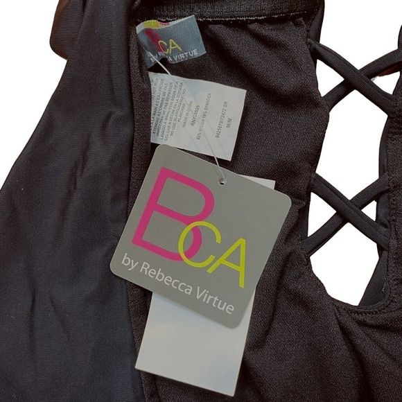 Becca Rebecca Virtue NWT Move Along One-Piece Plunge Strappy Swimsuit Black M - Picture 11 of 14